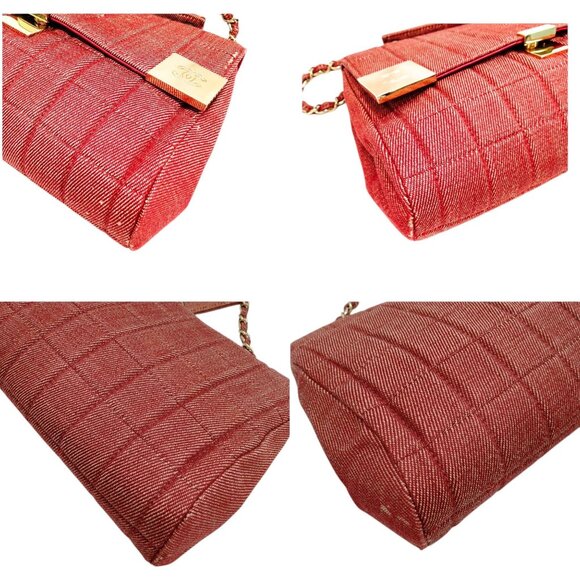 2991018BA (X6) Chanel Shoulder Bag Red Canvas - Picture 5 of 13